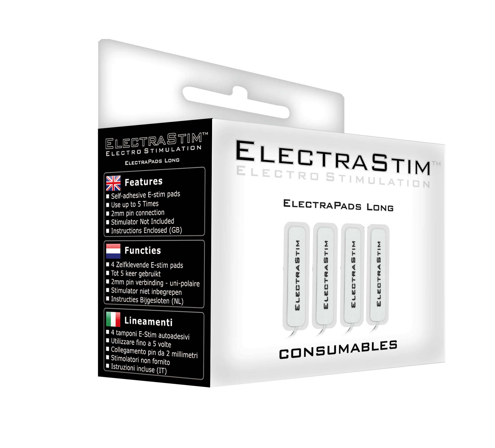 Long Self Adhesive Conductive Pads (4 Pack)-Electro Conductive Pads electro sex- estim Europe -ElectraStim