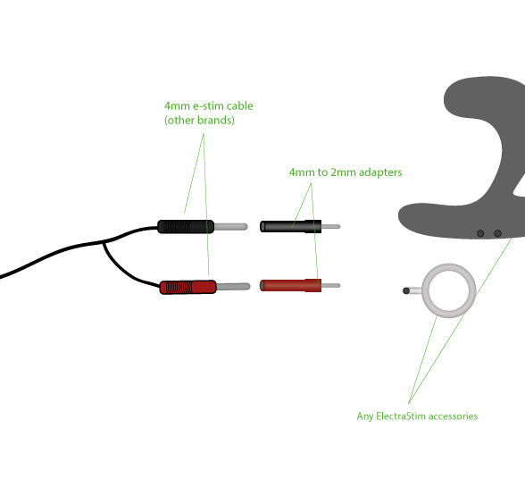 4mm Banana Plug to 2mm Pin Converter Kit (2 Pack)-Cables and Adapters electro sex- estim Europe -ElectraStim