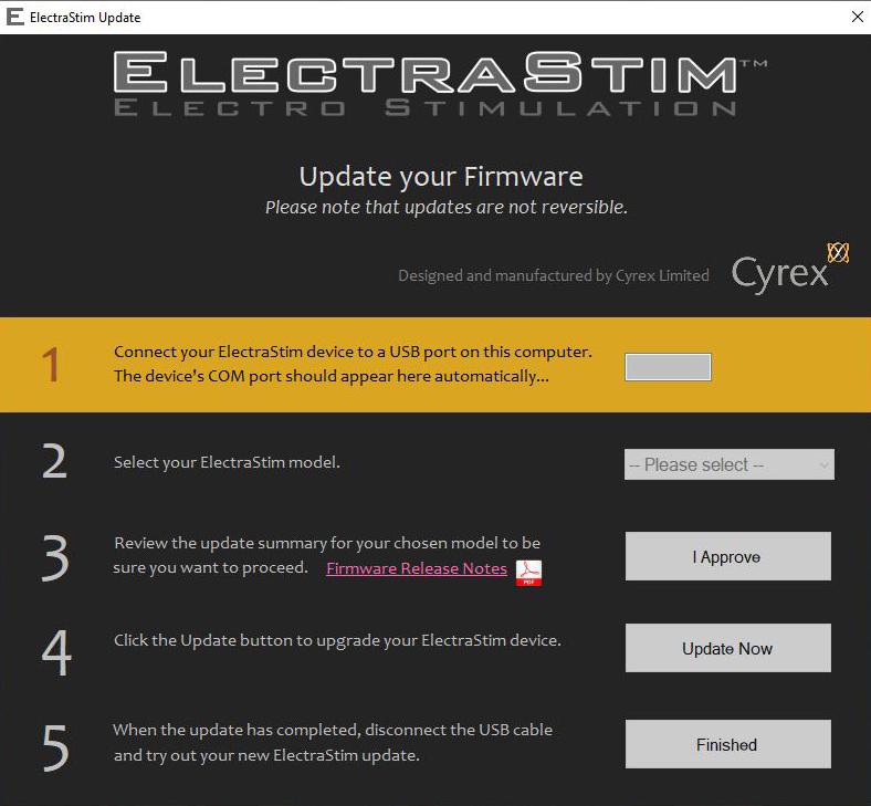 ElectraStim Stimulator Update Software- Windows ONLY-Electro Sex Stimulators electro sex- estim Europe -ElectraStim