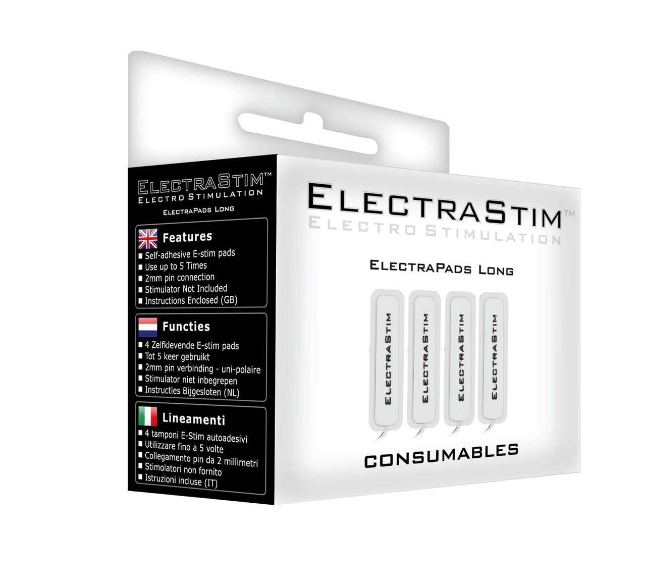 Long Self Adhesive Conductive Pads (4 Pack)-Electro Conductive Pads electro sex- estim Europe -ElectraStim